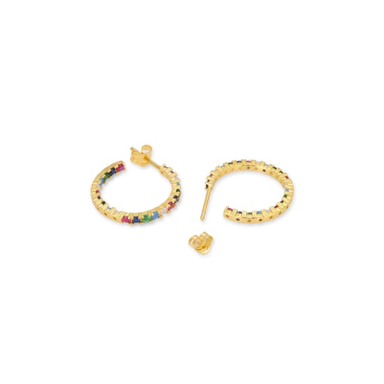 Pendientes Luxenter de Plata de Ley 925 con Circonita Multicolor acabados en oro amarillo de 18K - Azarlo - Image 6
