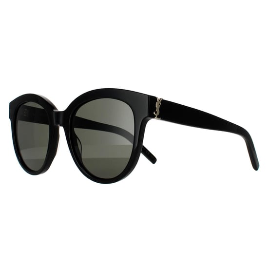 Gafas de sol redondas para mujer en negro y gris de Saint Laurent - Image 2
