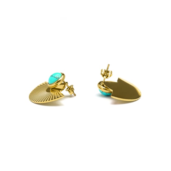 Pendientes Luxenter de Turquesa acabados en oro amarillo de 18K- Ria - Image 4
