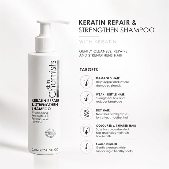 skinChemists Champú reparador y fortalecedor con queratina 250 ml - Image 3
