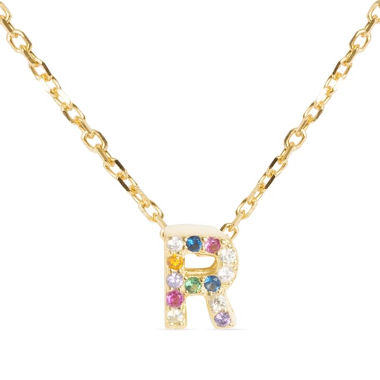 Collar Luxenter de Plata de Ley 925 con Circonita Multicolor acabado en oro amarillo de 18K - Alphabet - Image 1