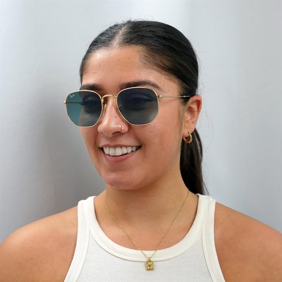 Gafas de sol Ray-Ban Square Unisex Oro Azul Gris Gradiente - Image 6