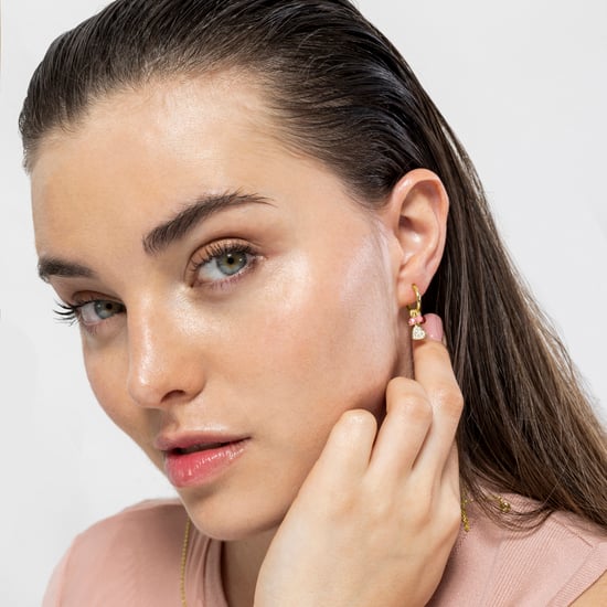 Pendientes Luxenter de Plata de Ley 925 y Cristal Rosa acabados en oro amarillo de 18k - Corazón - Image 2