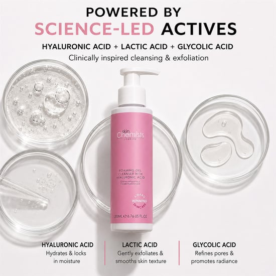 skinChemists Gel limpiador espumoso antiedad con ácido hialurónico 200 ml - Image 2