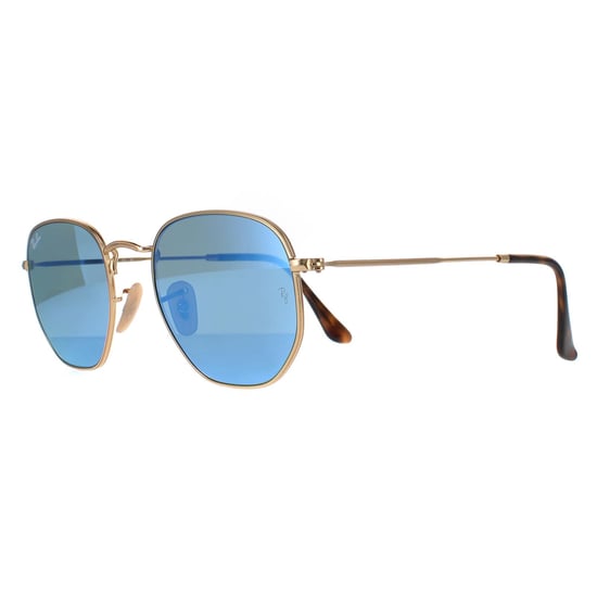 Gafas de sol Ray-Ban Hexagonal 3548N 001/9O Gold Light Blue Gradient Mirror - Image 2