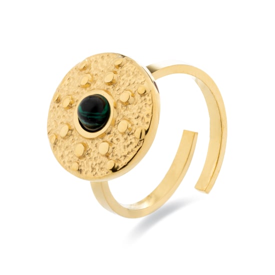 Anillo Luxenter de Malaquita acabado en oro amarillo de 18K- Elknu - Image 1