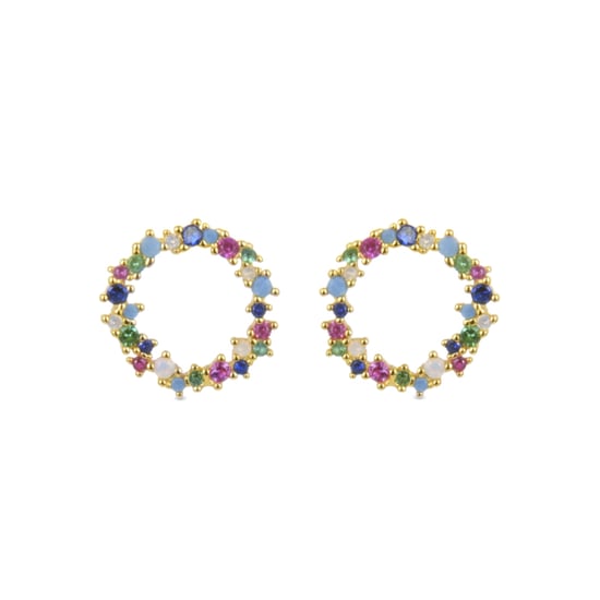 Pendientes Luxenter de Plata de Ley 925 con Circonita Multicolor acabados en oro amarillo de 18K - Thilak - Image 1