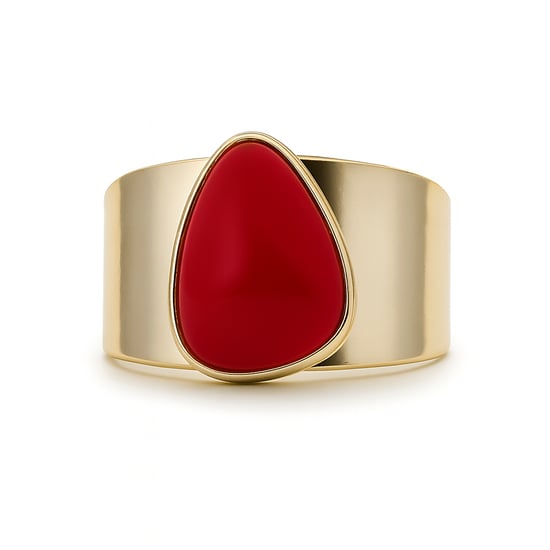 Anillo Luxenter, sheak de aleación de metal y coral acabado baño oro 18K - Image 6
