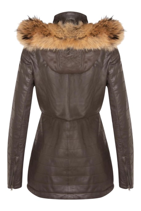 Parka de cuero acolchado marrón para mujer - Winton - Image 5