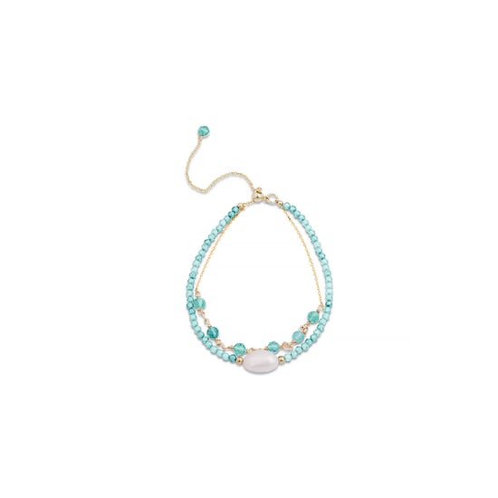 Pulsera Luxenter, ekhao de aleación de metal y amazonita acabado baño oro 18K - Image 1