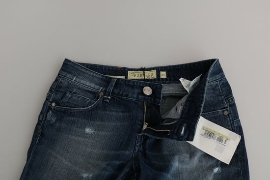 Jeans ajustados de tiro bajo cortos en algodón azul lavado Acht - Image 6
