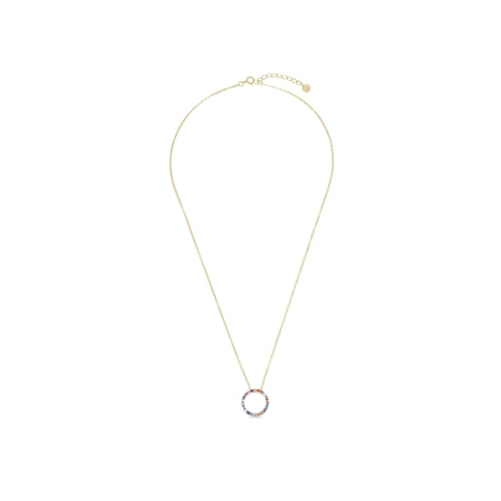 Collar Luxenter hrius de plata de ley 925 y circonita multicolor con acabado en baño de oro amarillo de 18 quilates - Image 3