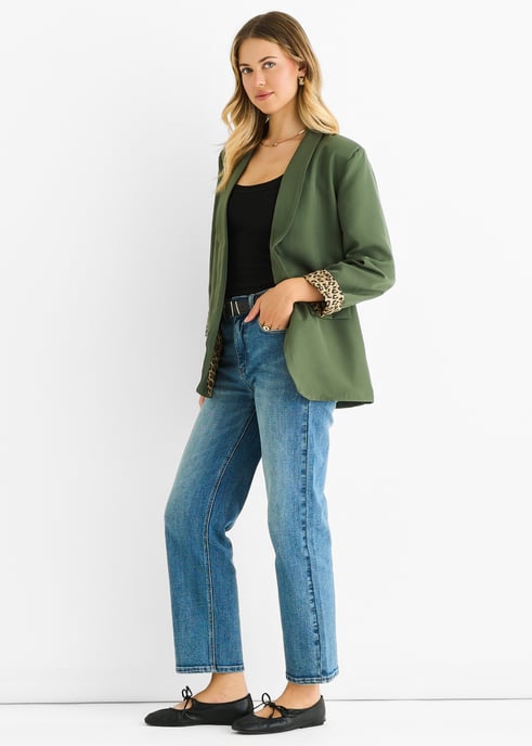 Blazer de animal de contraste - Image 3
