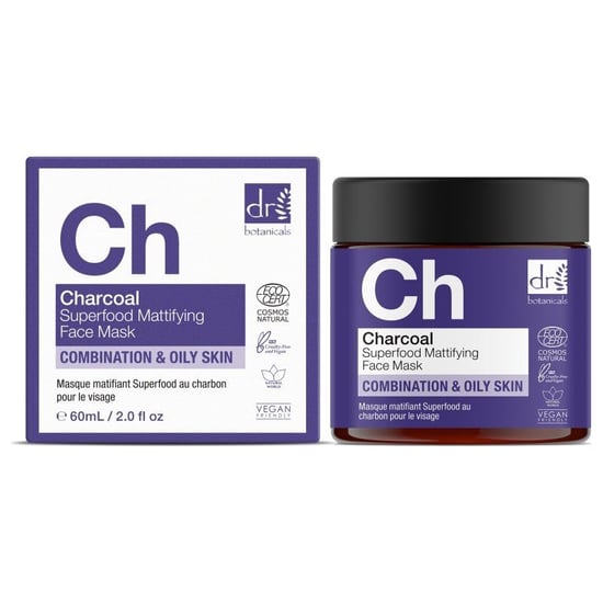 Dr. Botanicals Mascarilla facial matificante antiedad con carbón activado avanzado, 60 ml. - Image 1