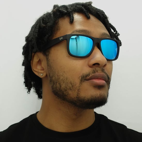 Gafas de sol Ray-Ban Justin 4165 622/55 Caucho Negro Azul Espejo - Image 6