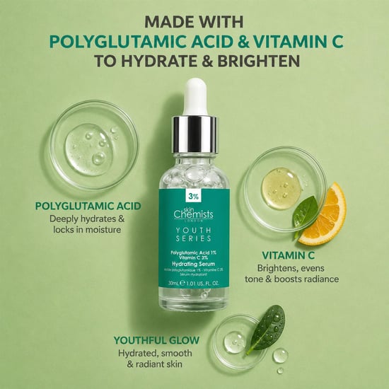 skinChemists Sérum hidratante antiedad con ácido poliglutámico al 1% y vitamina C al 3%, 30 ml. - Image 2