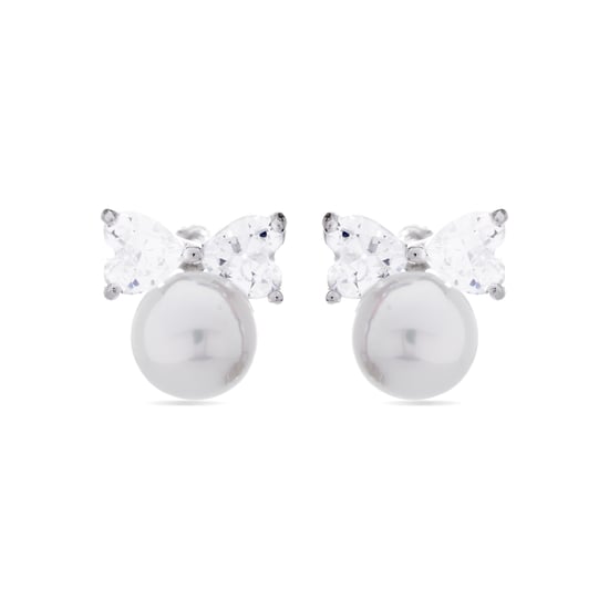 Pendientes Luxenter Theria de Plata de Ley 925 y Perla Blanca acabado en rodio - Image 1