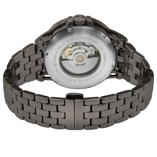 Gevril Men's Wind Master 316L Gun Metal Case , IPGUN Top Ring, Cool Gray Dial, IPGUN- 316L Stainless Steel Bracelet Watch. - Image 2
