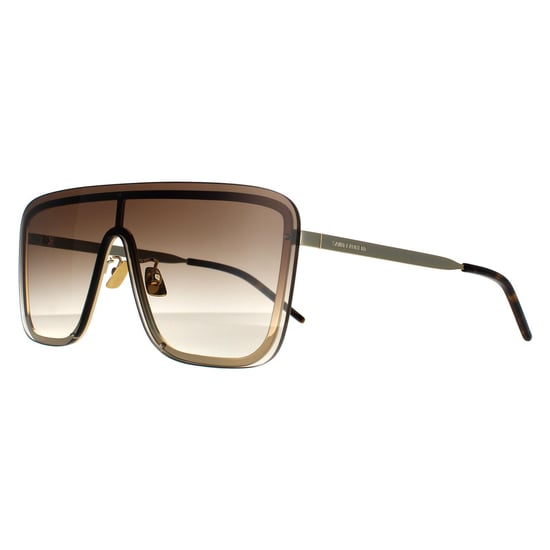 Gafas de sol unisex Saint Laurent Shield doradas con degradado marrón - Image 2