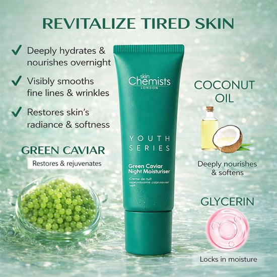 skinChemists Crema hidratante de noche antiedad con caviar verde 50 ml - Image 5