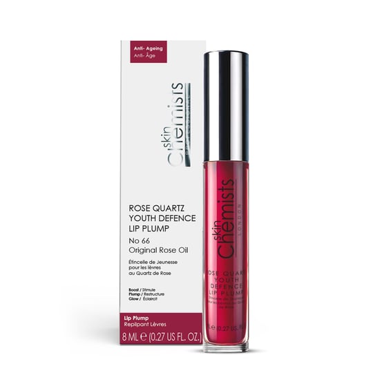 skinChemists Bálsamo labial voluminizador antiedad con cuarzo rosa núm. 66 y aceite de rosa original de 8 ml. - Image 1