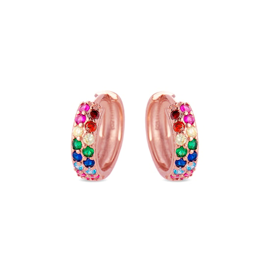 Pendientes Luxenter de Plata de Ley 925 con Circonita Multicolor acabados en oro rosa de 18K - Imewa - Image 3