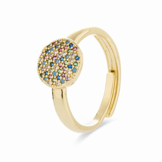 Anillo Luxenter con Circonita Multicolor acabado en oro amarillo de 18K - Cuix - Image 1