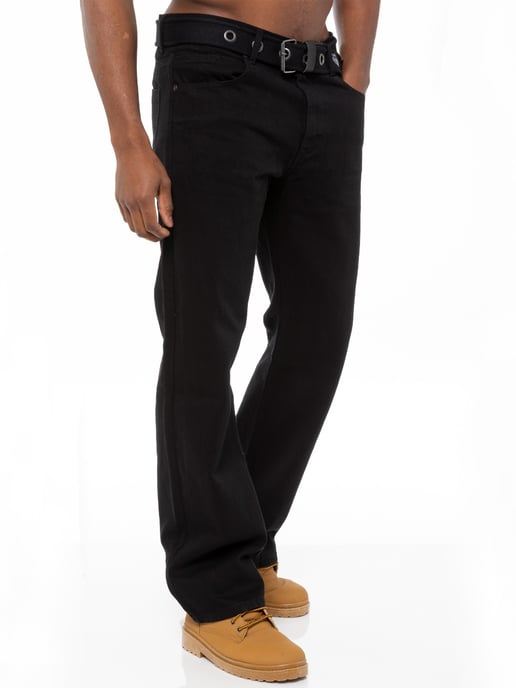 Enzo | Vaqueros de corte recto para hombre con cinturón - Negro - Image 3