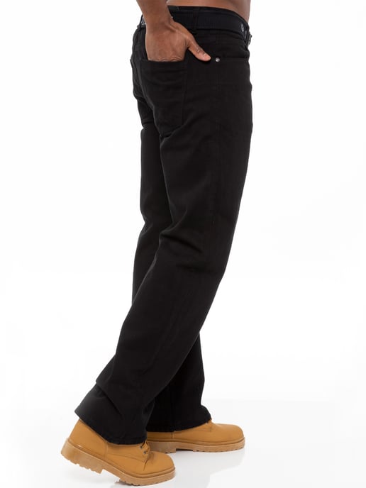 Enzo | Vaqueros de corte recto para hombre con cinturón - Negro - Image 4