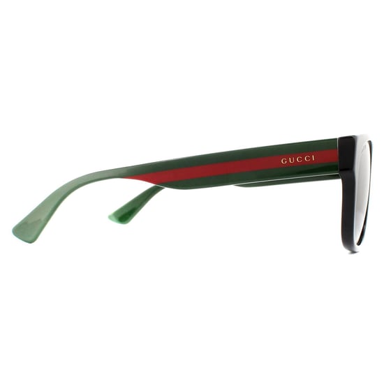 Gafas de sol polarizadas grises para hombre Gucci Rectangle negras con franjas verdes y rojas - Image 4