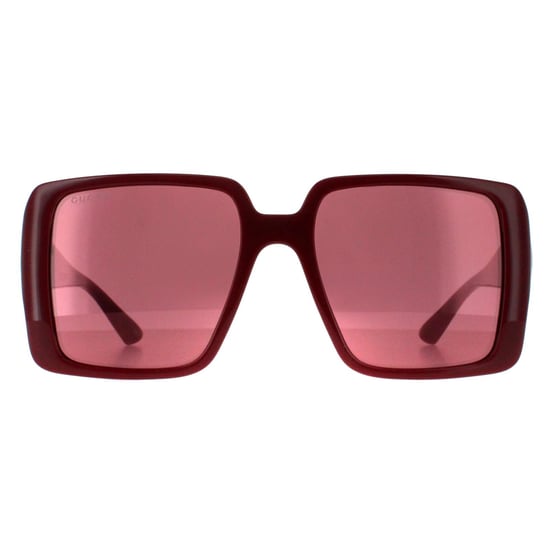 Gucci Cuadrado Mujer Borgoña con Plata Rojo con Espejo Plata GG1692S - Image 1