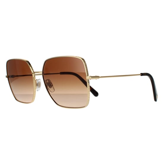 Gafas de sol cuadradas para mujer Dolce & Gabbana en dorado y marrón oscuro con degradado - Image 2