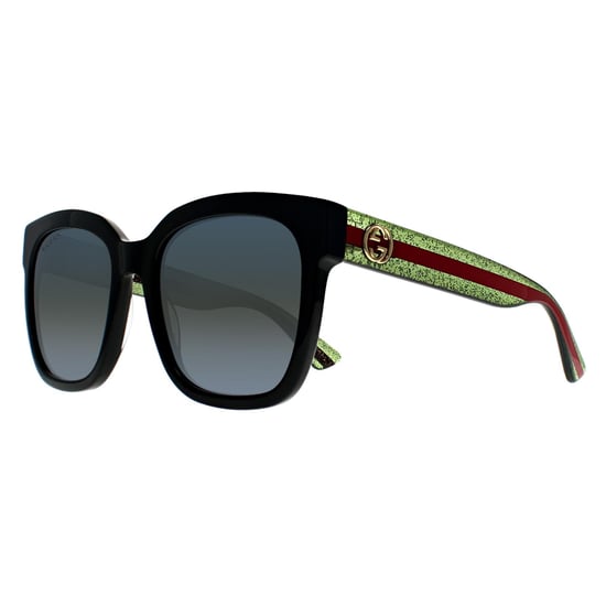 Gafas de sol Gucci Square de mujer en negro con purpurina verde y roja degradado gris GG0034SN - Image 2