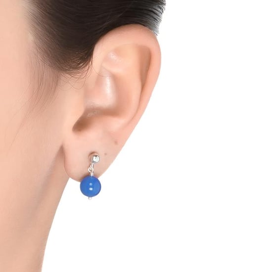 Pendientes Luxenter, kenitna de aleación de metal y agata azul oscuro acabado baño rodio - Image 2