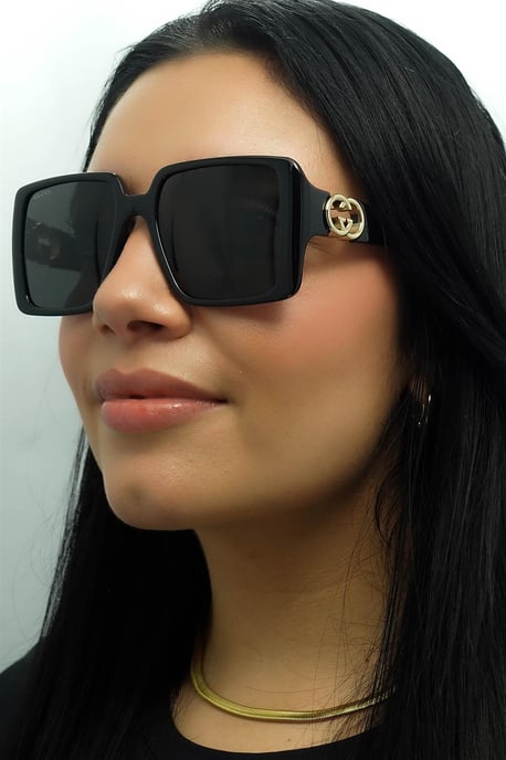 Gucci Cuadrado Mujer Negro con Oro Gris GG1692S - Image 5