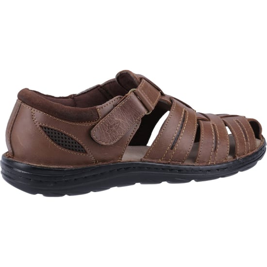 Sandalias Hush Puppies para hombre Walking Albert Pescador de cuero con cierre de contacto en negro - Image 2