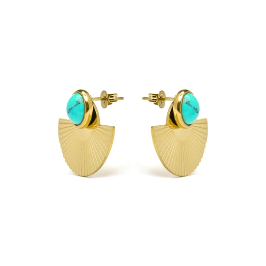 Pendientes Luxenter de Turquesa acabados en oro amarillo de 18K- Ria - Image 3