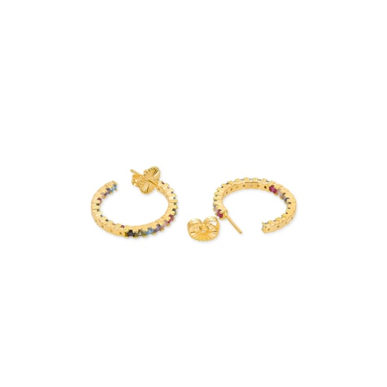 Pendientes Luxenter de Plata de Ley 925 con Circonita Multicolor acabados en oro amarillo de 18K - Vyamba - Image 6