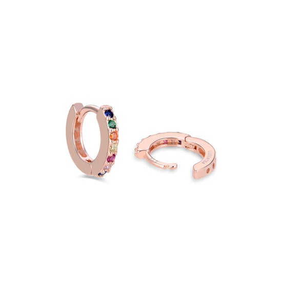 Pendientes de Aros Luxenter, leofcar de plata de ley 925 y circonita multicolor con acabado en baño oro rosa de 18 quilates - Image 5