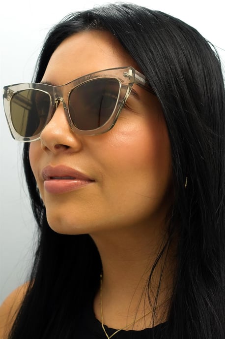 Saint Laurent Cat Eye Mujer Transparente Beige Marrón SL214 Kate - Image 5