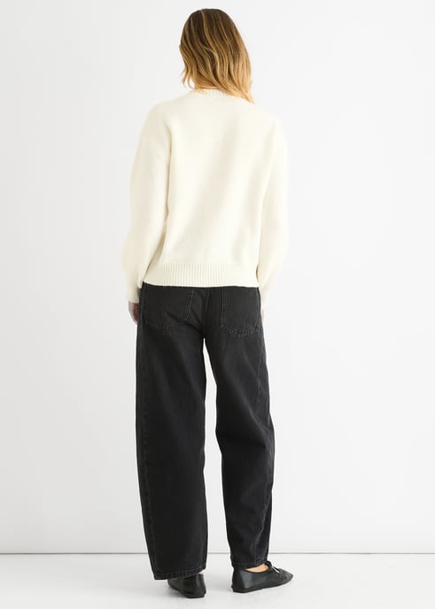 Crema Contraste Moño patrón de gran tamaño Jumper - Image 4