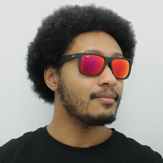 Gafas de sol Ray-Ban Justin 4165 622/6Q Caucho Negro Rojo Espejo - Image 5