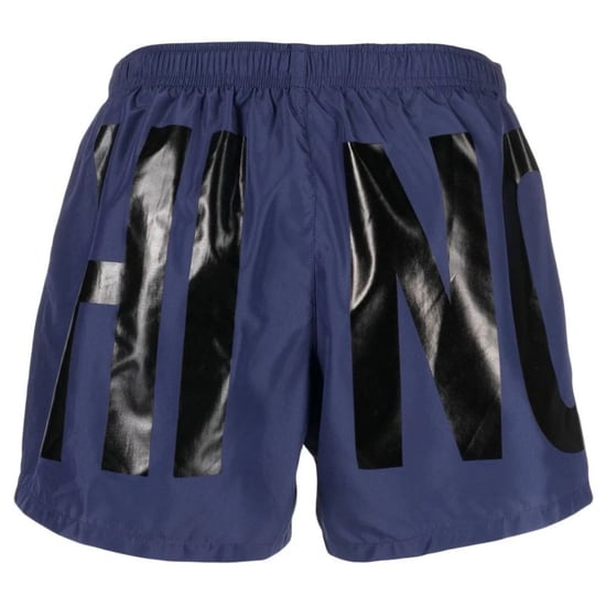 Shorts de baño cortos azul marino con logo estampado de la marca Moschino - Image 2