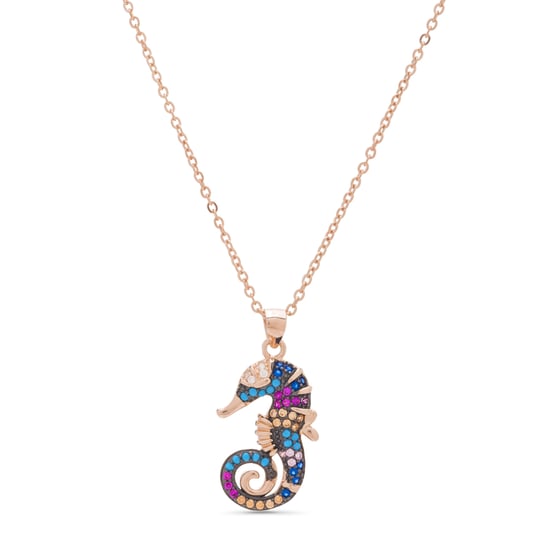 Collar Luxenter cawig de plata de ley 925 y circonita multicolor con acabado en baño oro rosa de 18 quilates - Image 1