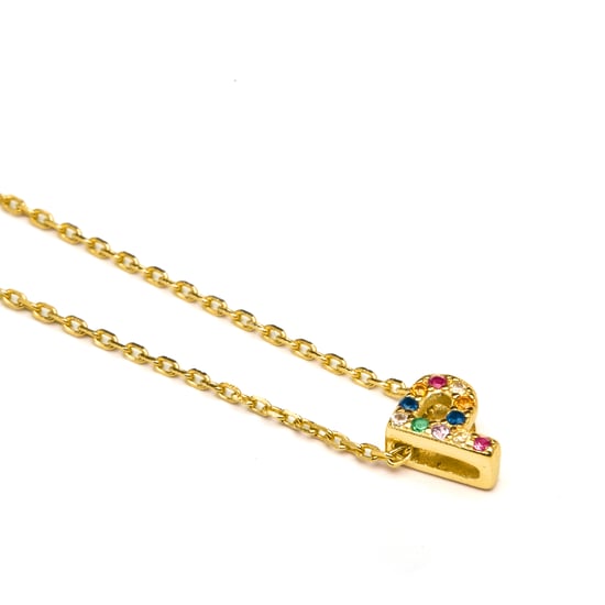 Collar Luxenter de Plata de Ley 925 con Circonita Multicolor acabado en oro amarillo de 18K - Alphabet - Image 3