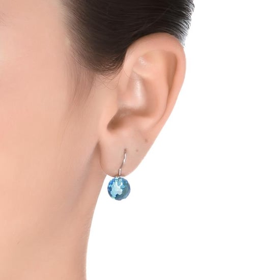 Pendientes Luxenter Luxenter, geel de plata de ley 925 y cuarzo hidrotermal azul aguamarina acabado baño rodio - Image 2