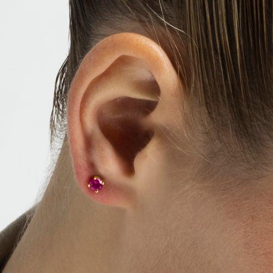 Pendientes Luxenter, otieno de plata de ley 925 y circonita rubí acabado baño oro 18K - Image 3