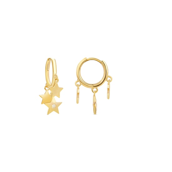 Pendientes Luxenter Estrella de Circonita Brillante,acabados en oro amarillo de 18 quilates - Image 1