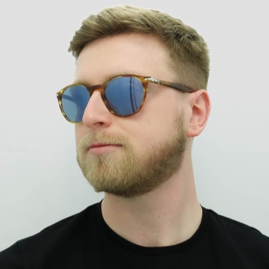 Persol Gafas de Sol 3152 9043/56 Marrón Rayas Amarillo Azul Antirreflejante - Image 6