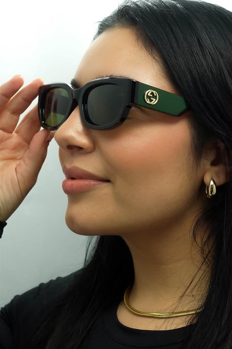 Gucci Cuadrado Mujer Habana con Verde y Rojo Verde GG1667SK - Image 6
